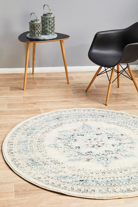 Legion Ghost White Round Transitional Rug