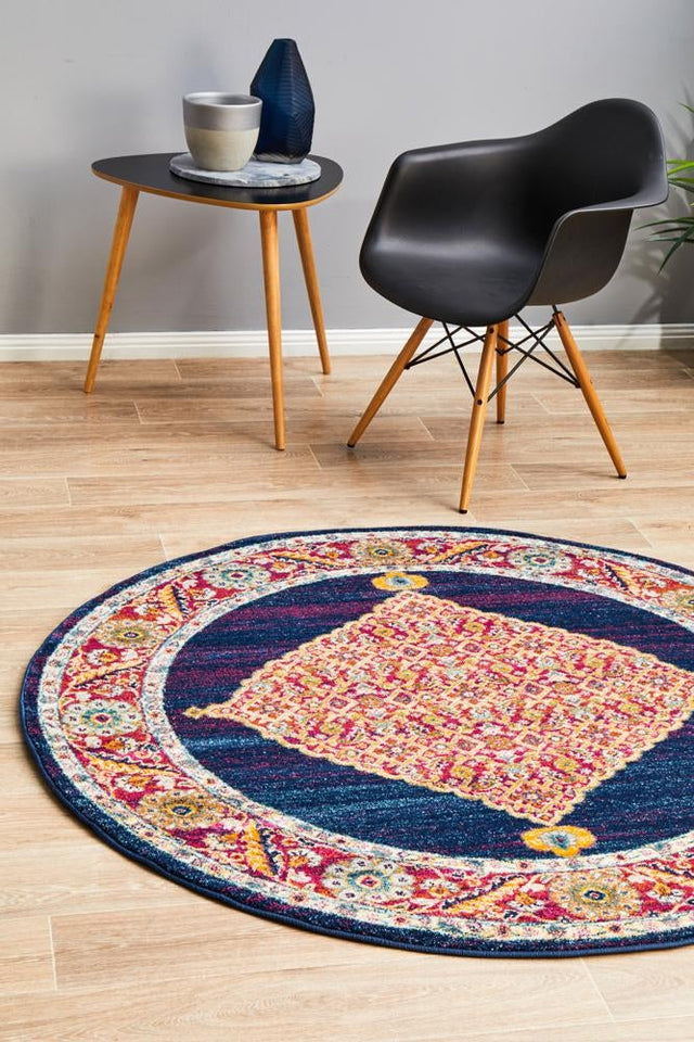 Legion Royal Blue Round Transitional Rug