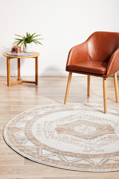 Lymbeth Natural Transitional Round Rug