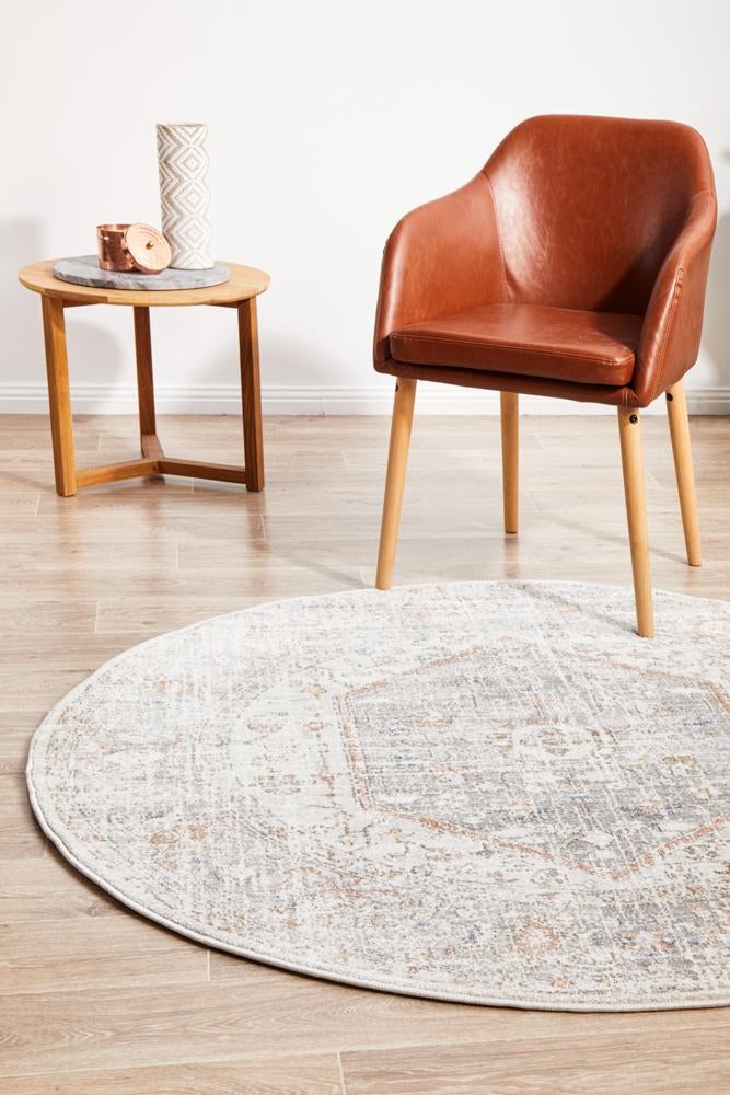 Lymbeth Silver Transitional Round Rug – Lost Design Society