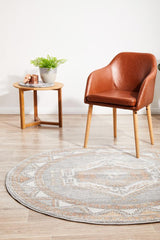 Lymbeth Grey Transitional Round Rug