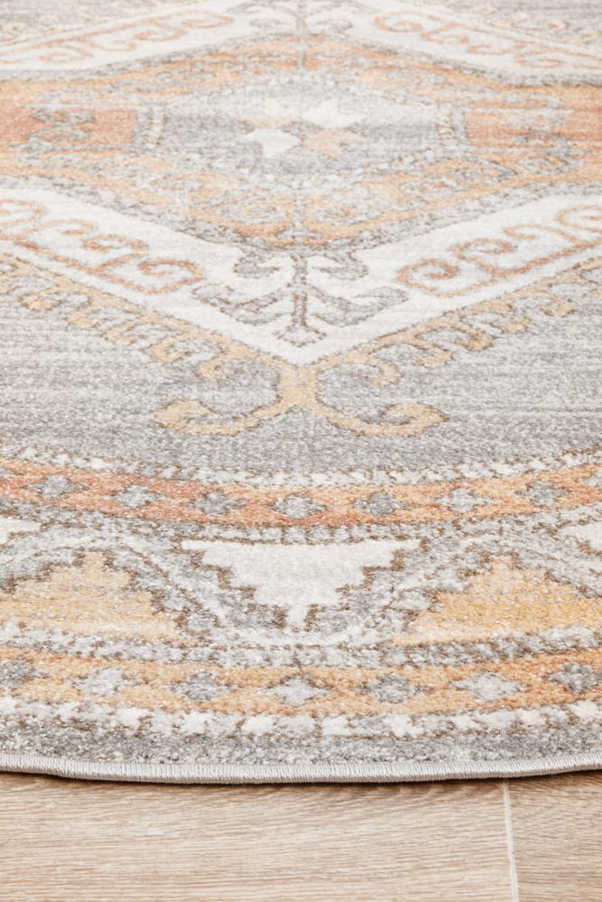 Lymbeth Grey Transitional Round Rug