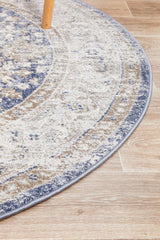 Lymbeth Ocean Blue Transitional Round Rug