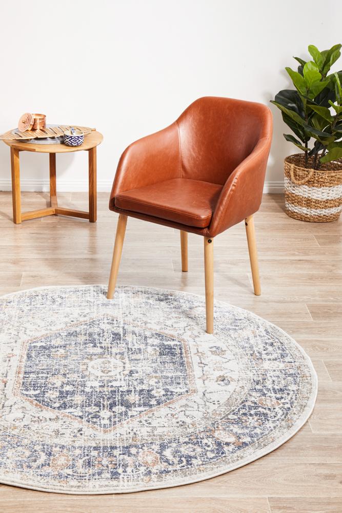 Lymbeth Blue Transitional Round Rug