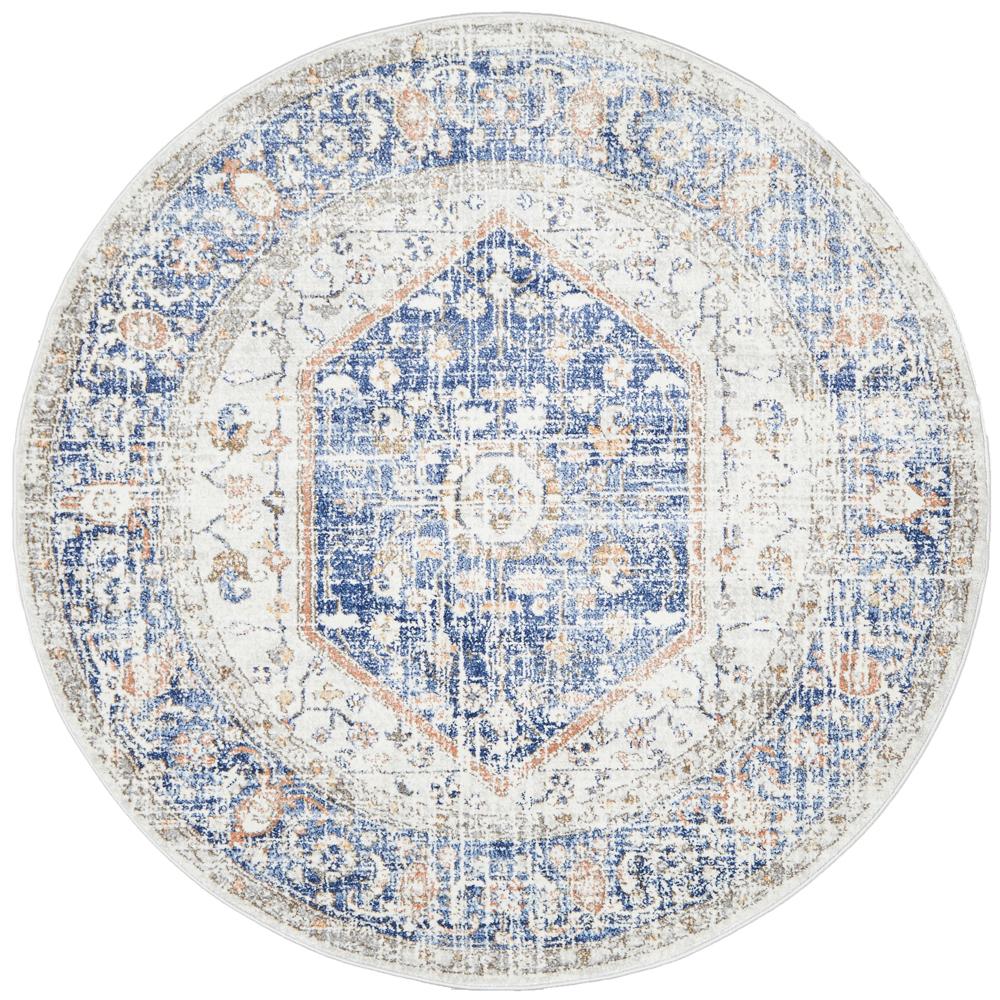 Lymbeth Blue Transitional Round Rug