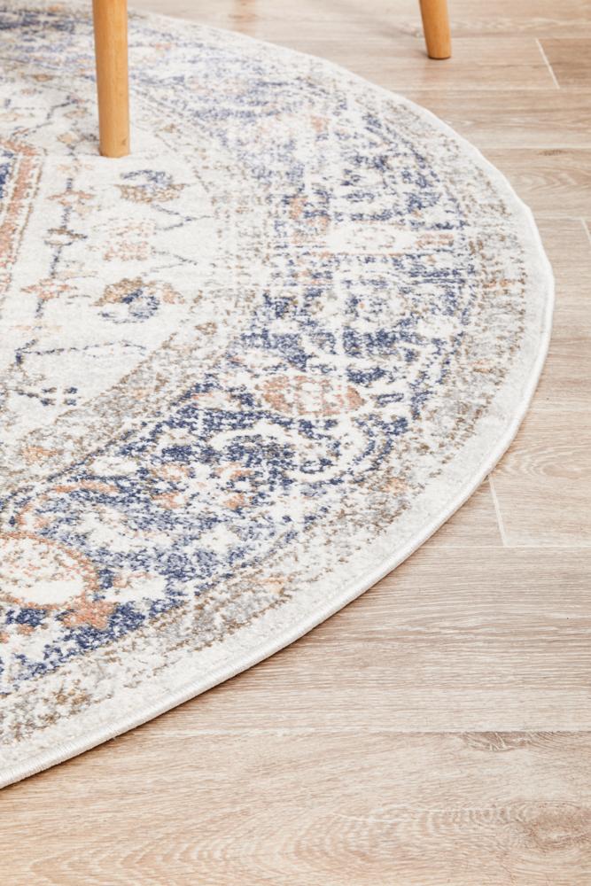 Lymbeth Blue Transitional Round Rug