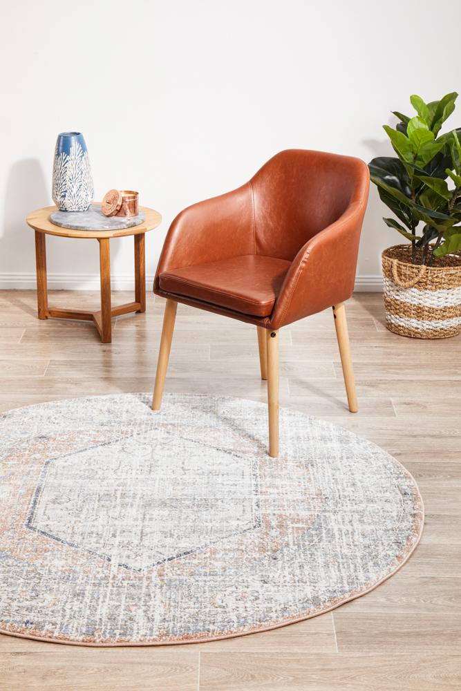 Lymbeth Peach Transitional Round Rug