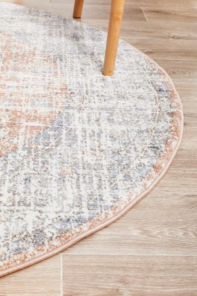 Lymbeth Peach Transitional Round Rug