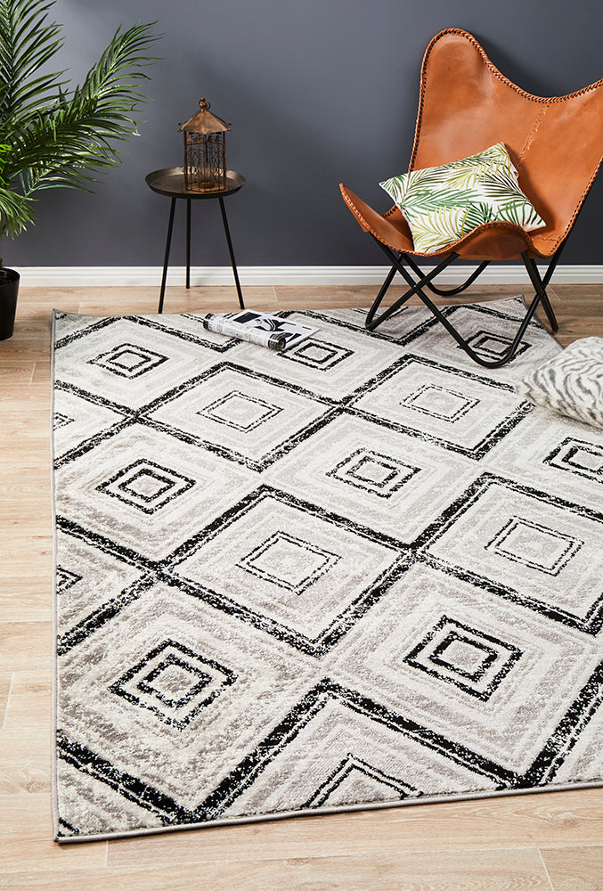 Cosmo Penrose Black Transitional Rug