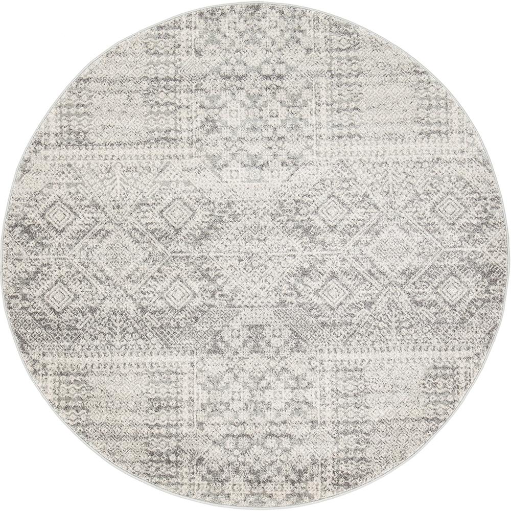 Zelda Silver Grey Round Transitional Rug