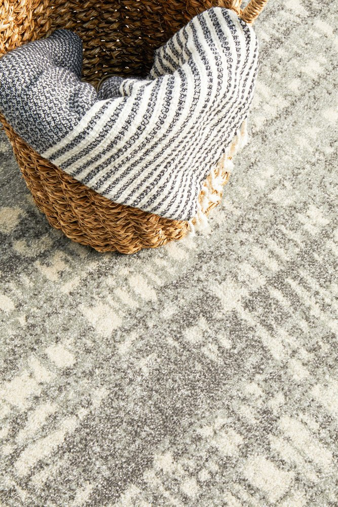 Ashley Abstract Modern Silver Grey Transitional Rug