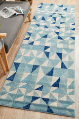 Illusion Modern Geo Blue Ivory Transitional Rug