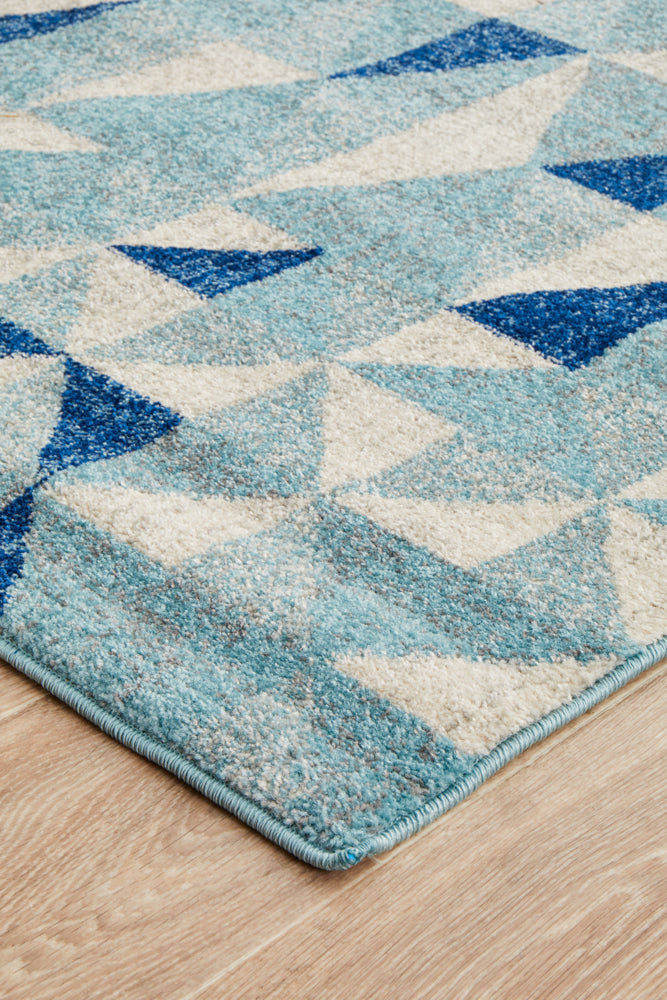 Illusion Modern Geo Blue Ivory Transitional Rug