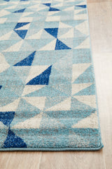 Illusion Modern Geo Blue Ivory Transitional Rug