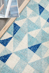 Illusion Modern Geo Blue Ivory Transitional Rug