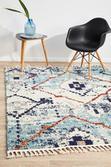 Tarfaya Moroccan Inspired Berber Blue Rug