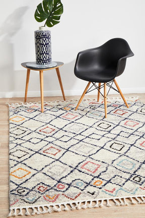 Tarfaya Moroccan Inspired Berber Multi Diamond Rug - Lost Design Society