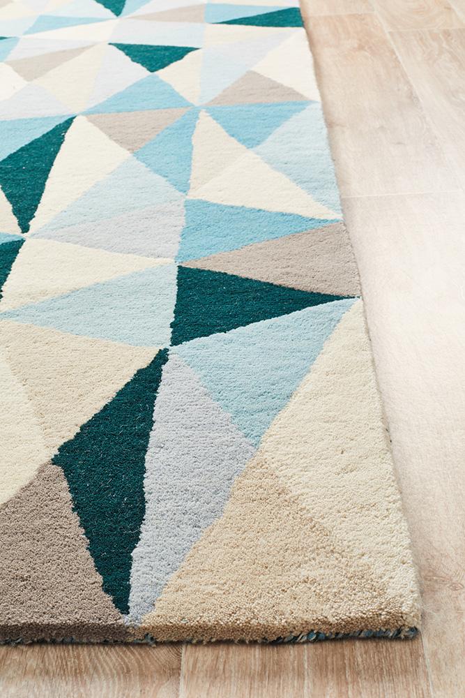 Gem Stone Designer Wool Rug Blue