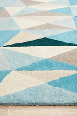 Gem Stone Designer Wool Rug Blue