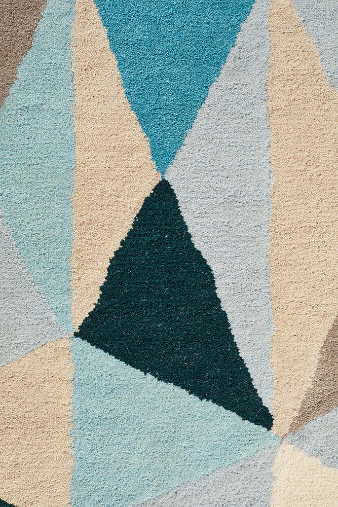 Gem Stone Designer Wool Rug Blue