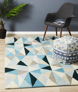 Gem Stone Designer Wool Rug Blue