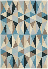 Gem Stone Designer Wool Rug Blue