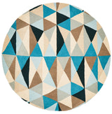 Gem Stone Designer Wool Round Rug Blue