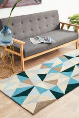 Gem Stone Designer Wool Rug Blue