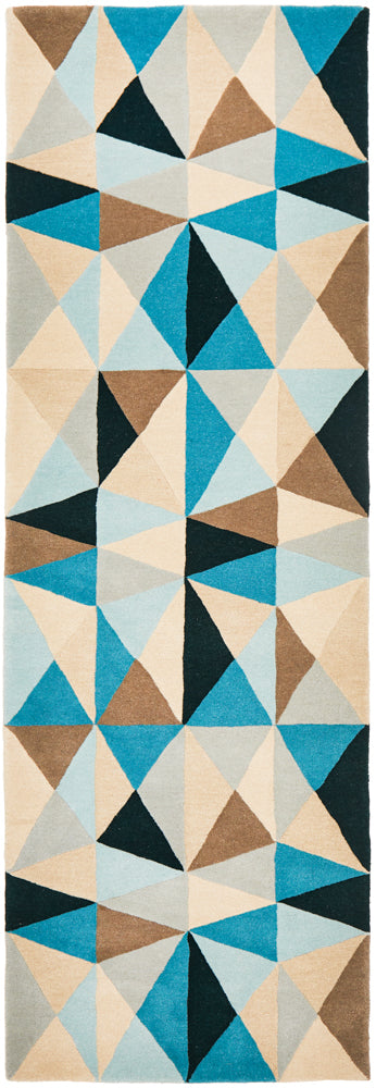 Gem Stone Designer Wool Rug Blue