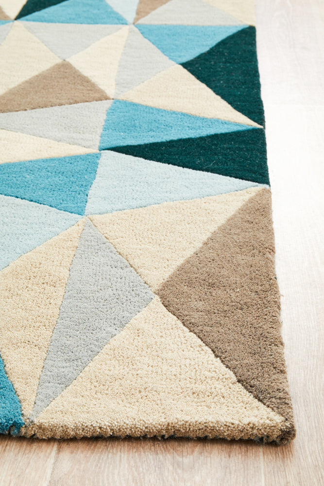 Gem Stone Designer Wool Rug Blue