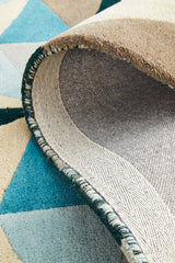 Gem Stone Designer Wool Rug Blue