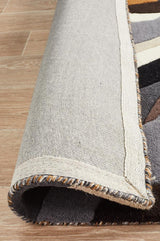 Crossroads Designer Wool Rug Brown White Grey