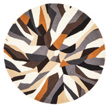 Crossroads Designer Wool Round Rug Brown White Grey