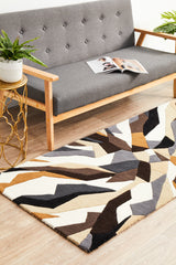 Crossroads Designer Wool Rug Brown White Grey