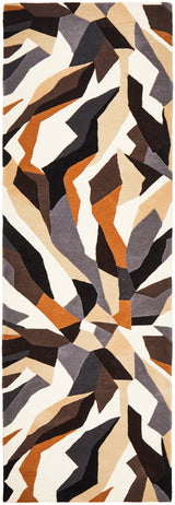 Crossroads Designer Wool Rug Brown White Grey