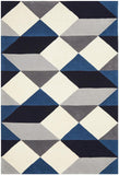 Digital Designer Wool Rug Blue Grey White