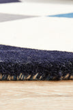 Digital Designer Wool Round Rug Blue Grey White
