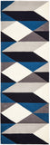 Digital Designer Wool Rug Blue Grey White