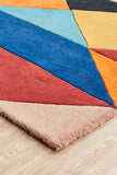 Sandy Designer Wool Rug Rust Blue Navy