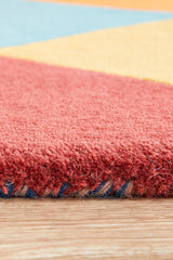 Sandy Designer Wool Rug Rust Blue Navy