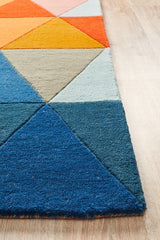 Prism Designer Wool Rug Rust Blue Navy