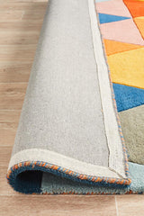 Prism Designer Wool Rug Rust Blue Navy