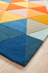 Prism Designer Wool Rug Rust Blue Navy