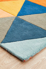 Prism Designer Wool Rug Rust Blue Navy