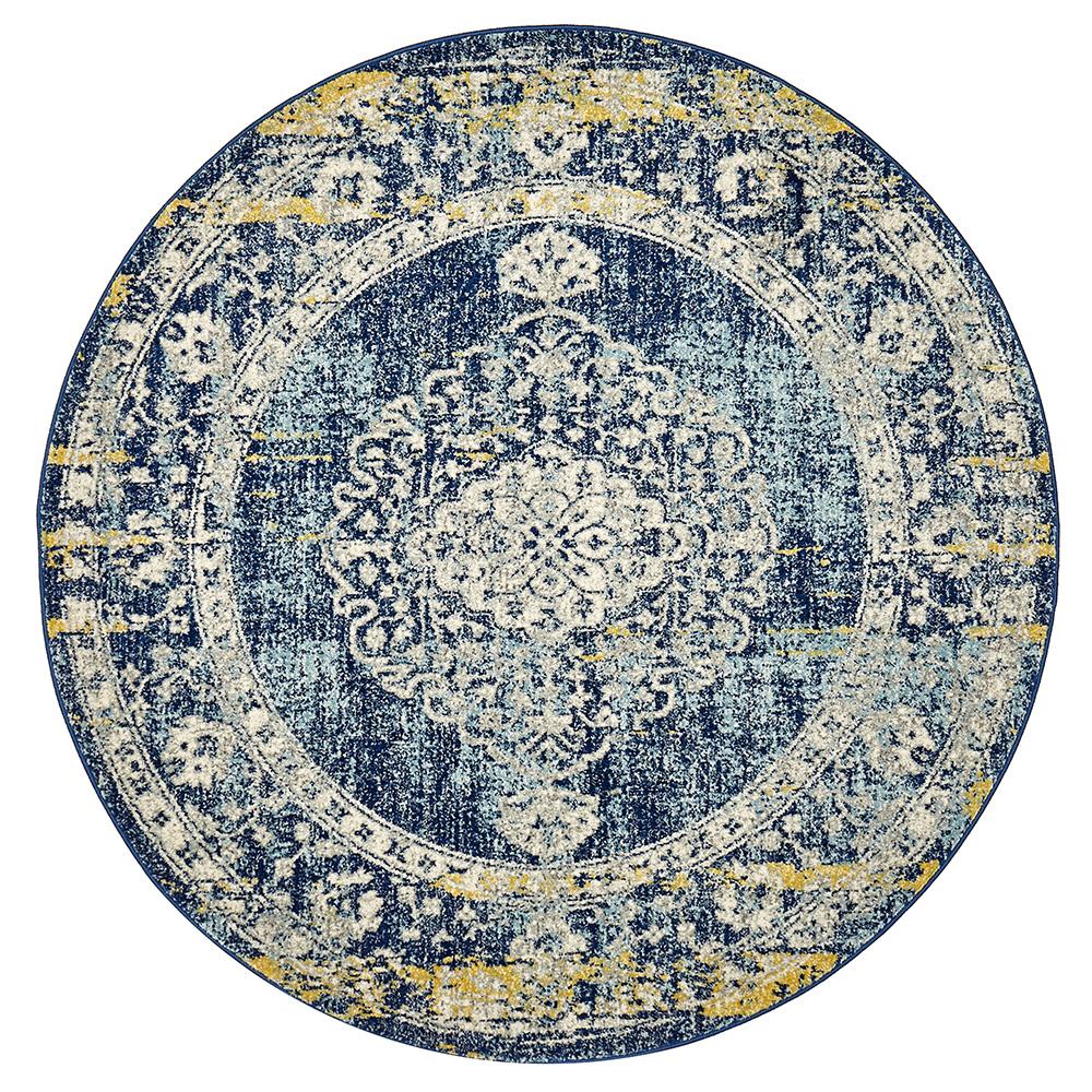 Treasury Wilson Navy Round Transitional Rug