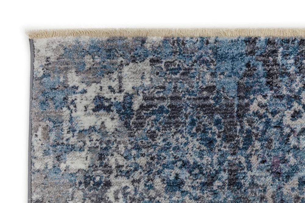 Belek Transitional Blue Grey Tassel Rug