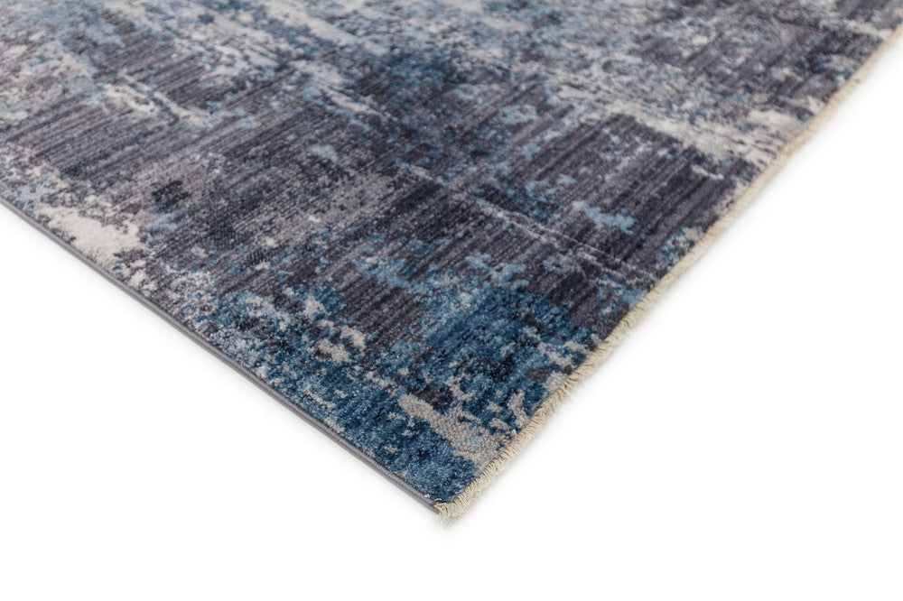 Belek Transitional Blue Grey Tassel Rug