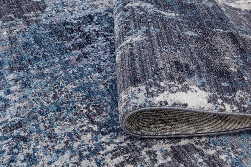 Belek Transitional Blue Grey Tassel Rug