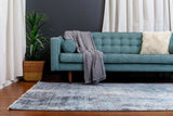 Belek Transitional Blue Grey Tassel Rug