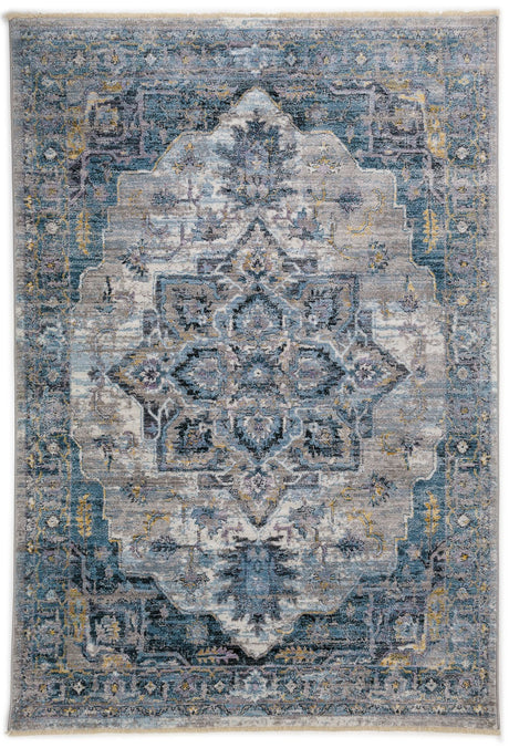 Belek Silver Central Medallion Transitional Tassel Rug